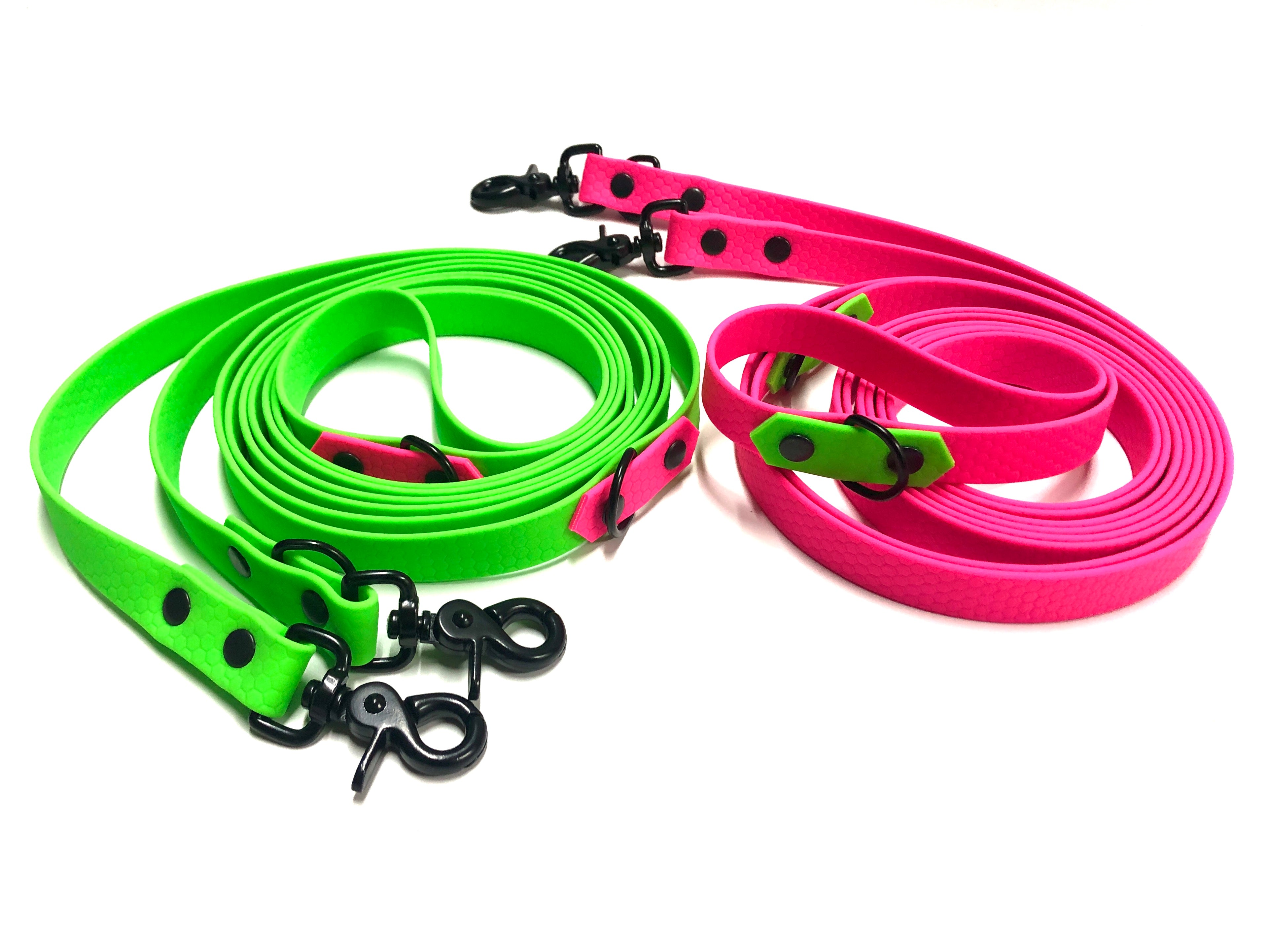 Zweifarbige 3-fach verstellbare Leine aus Hexa Gurtband (2 cm breit)