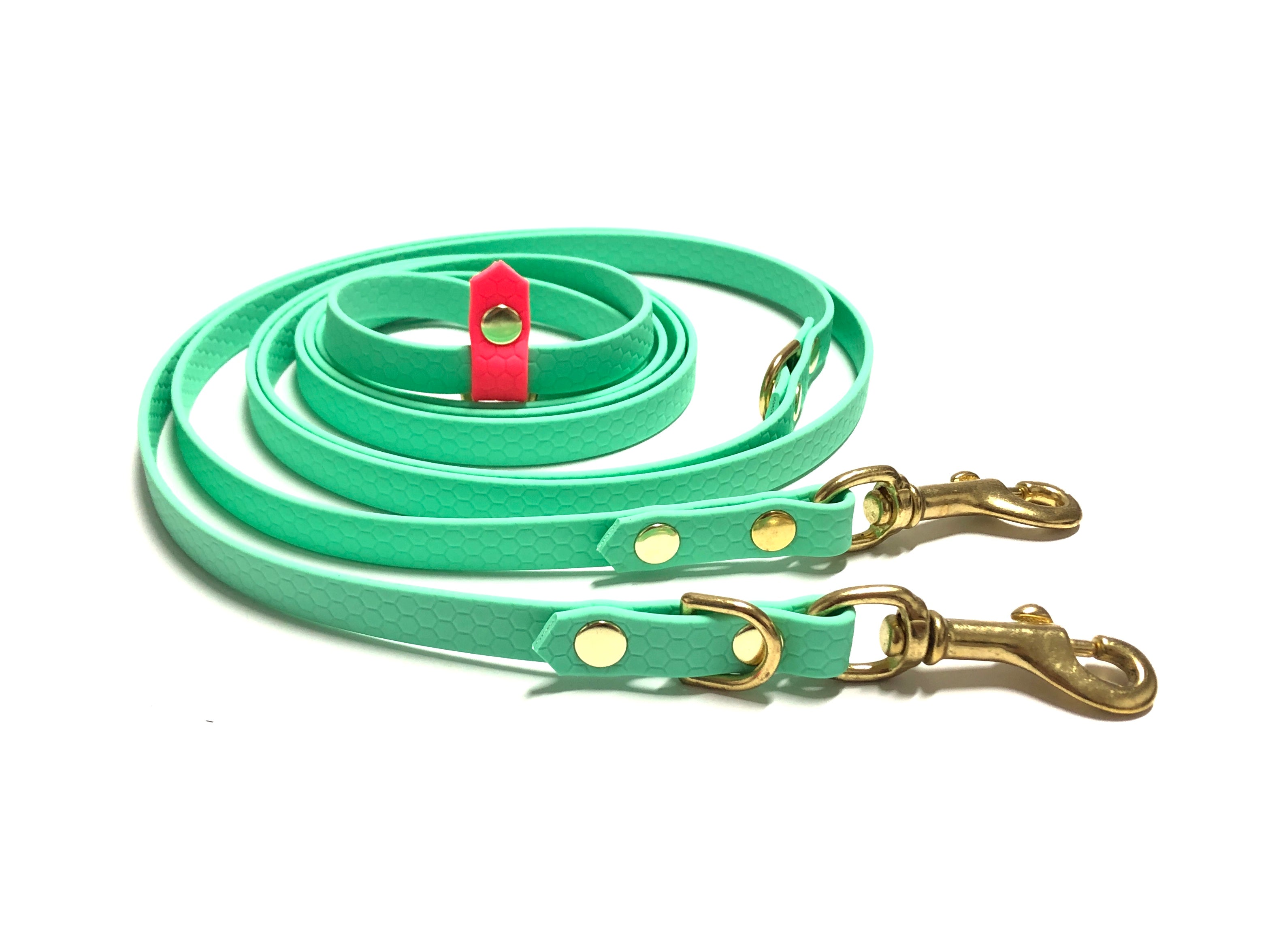 Zweifarbige handsfree leash aus Hexa Gurtband (1,3cm breit)